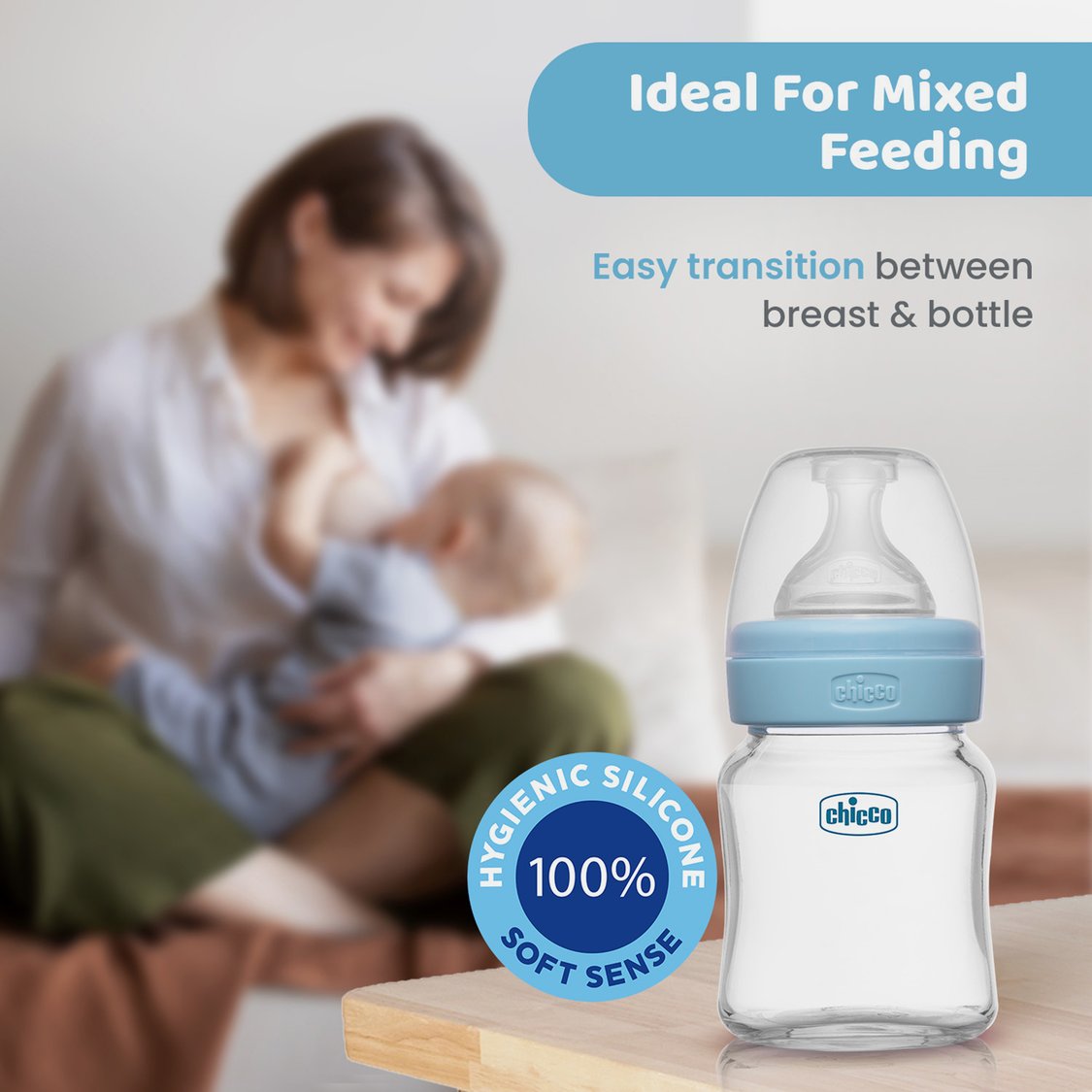 Chicco Well-Being Glass Bottle - 120 ml