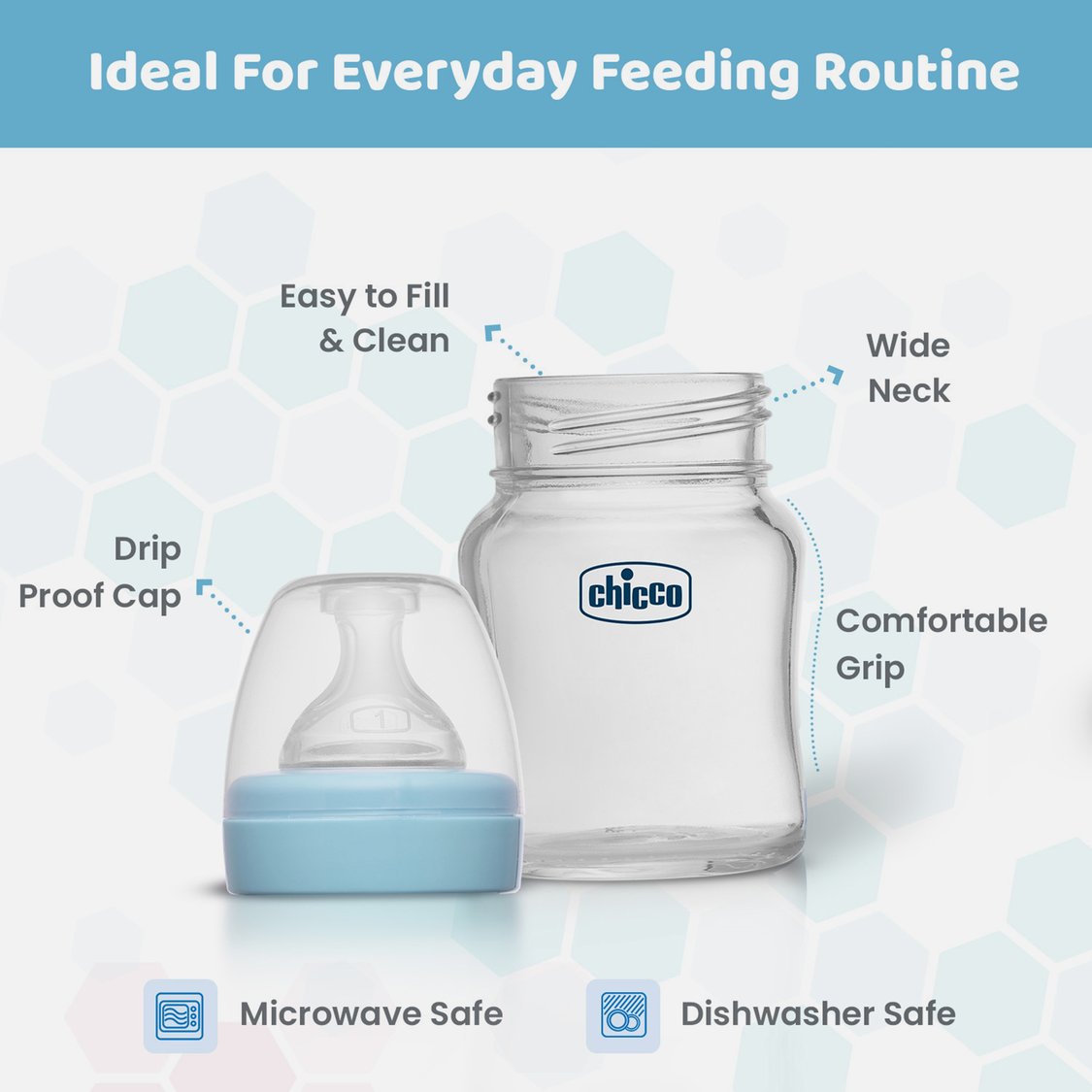 Chicco Well-Being Glass Bottle - 120 ml