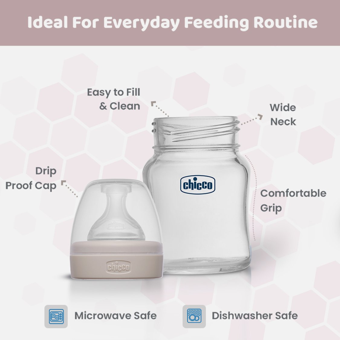 Chicco Well-Being Glass Bottle - 120 ml