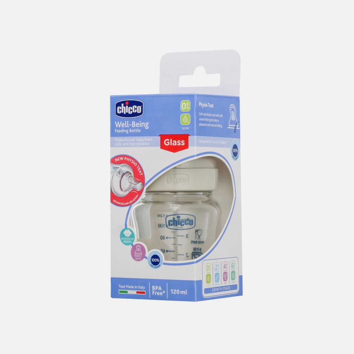 Chicco Well-Being Glass Bottle - 120 ml
