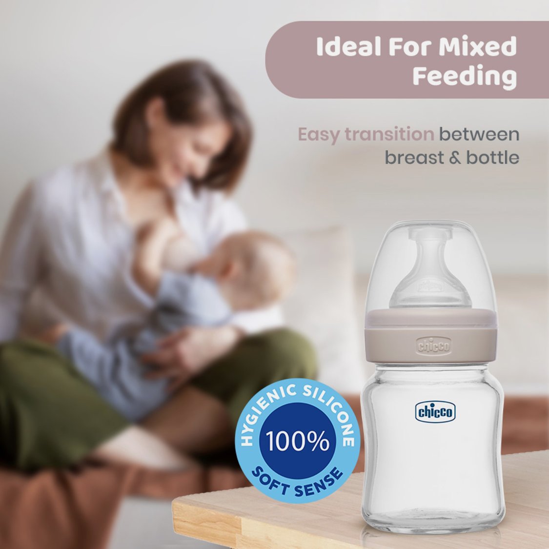 Chicco Well-Being Glass Bottle - 120 ml