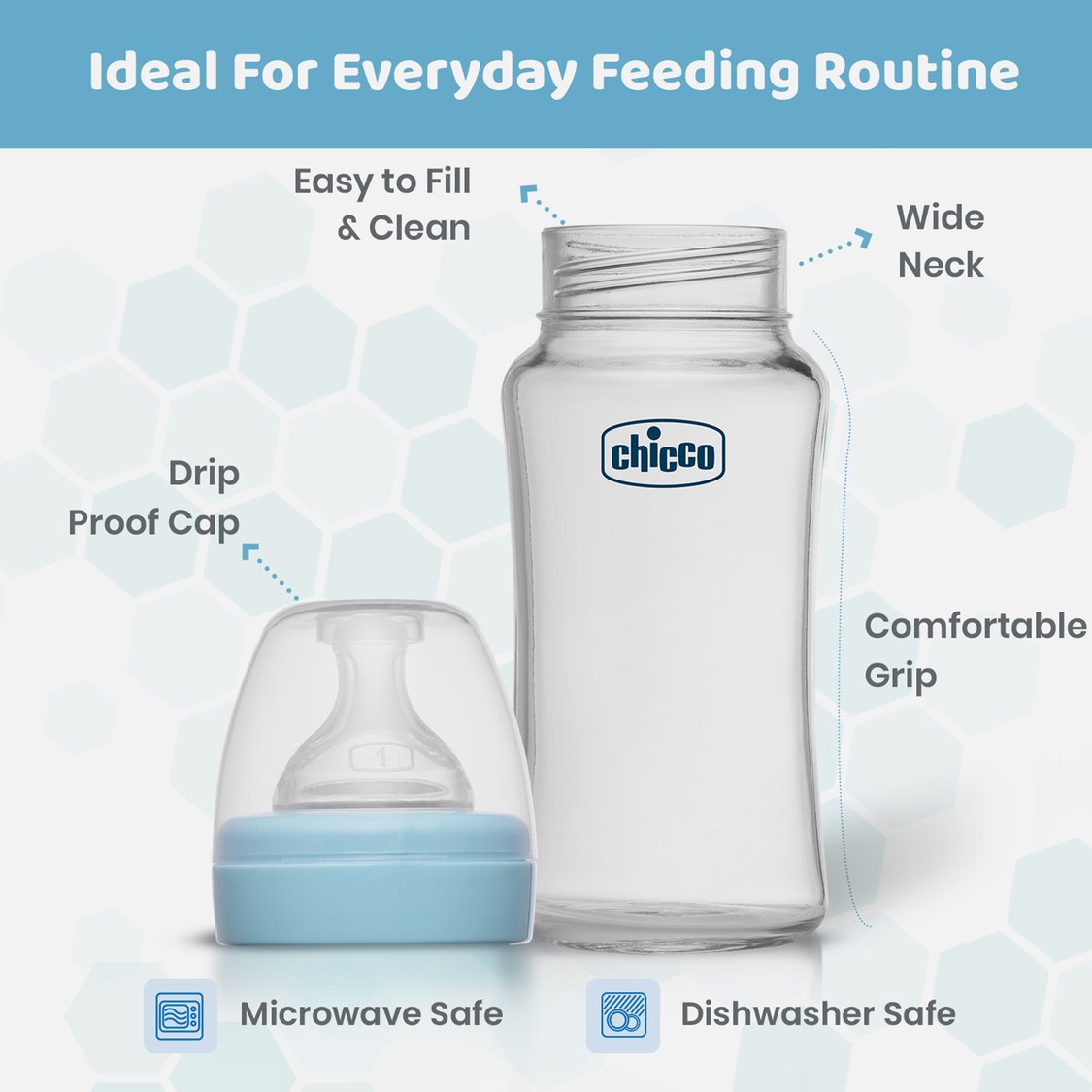 Chicco Well-Being Glass Bottle - 240 ml