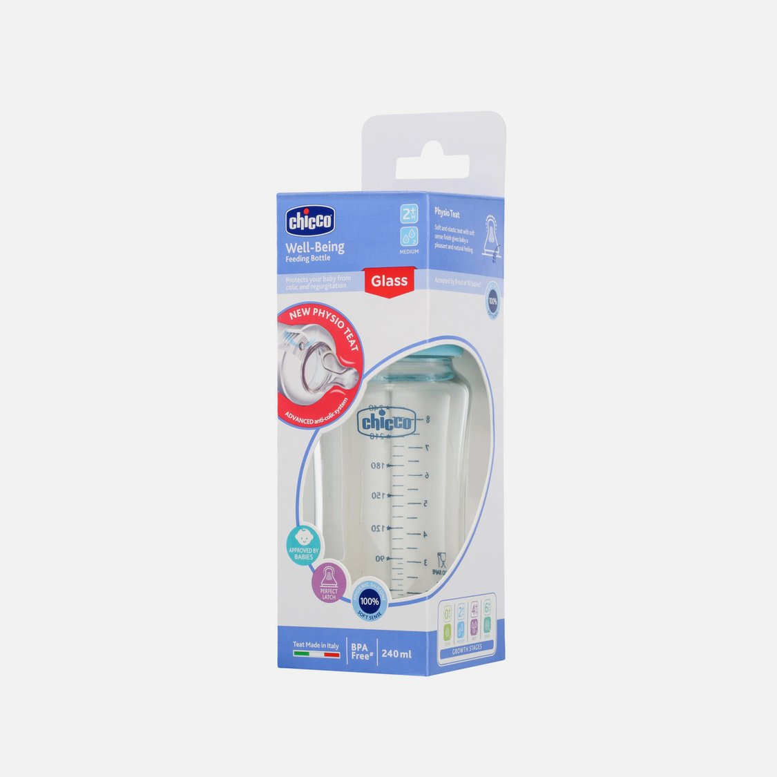 Chicco Well-Being Glass Bottle - 240 ml