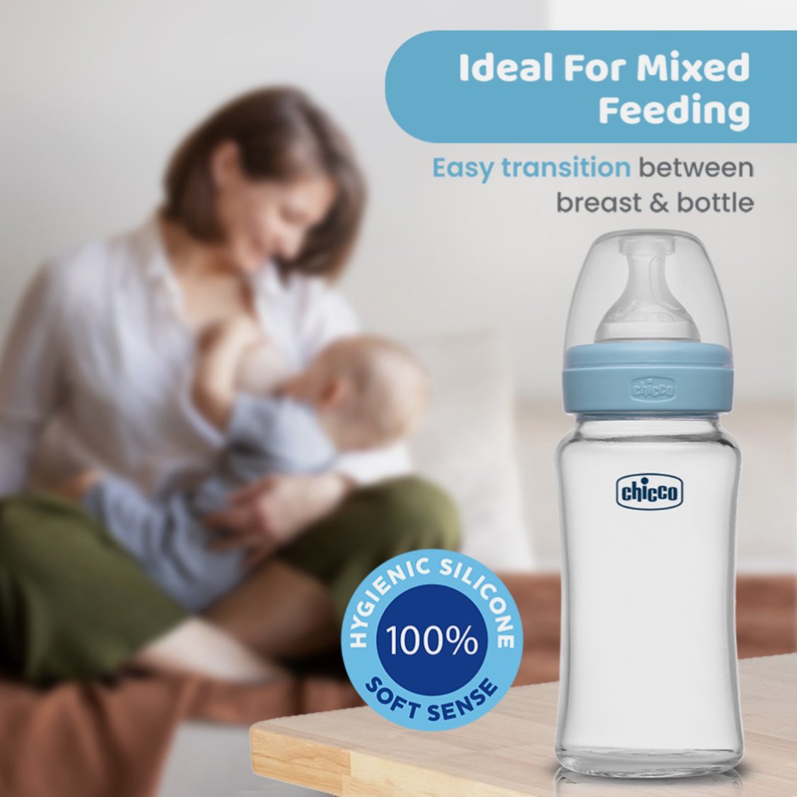 Chicco Well-Being Glass Bottle - 240 ml