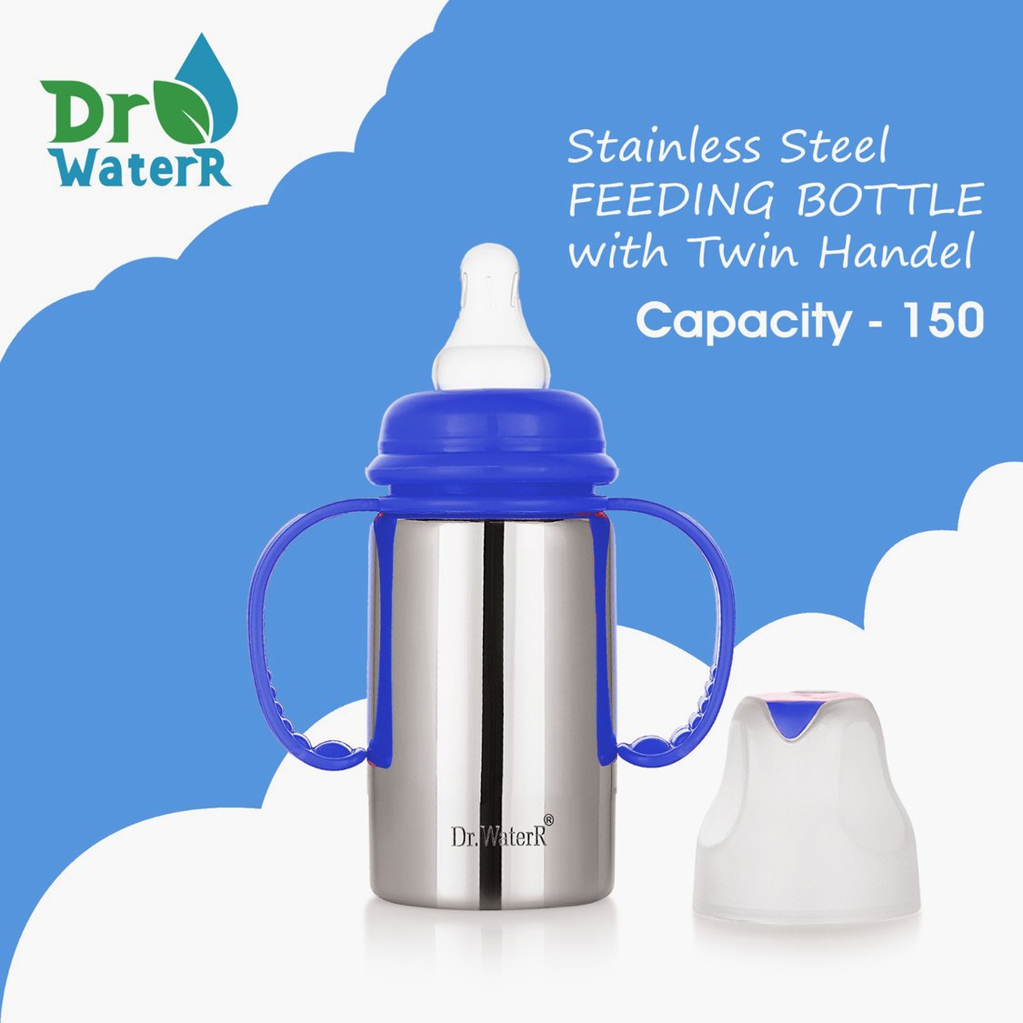 Dr.WaterR Stainless Steel Baby Feeding Bottle - 150 ml