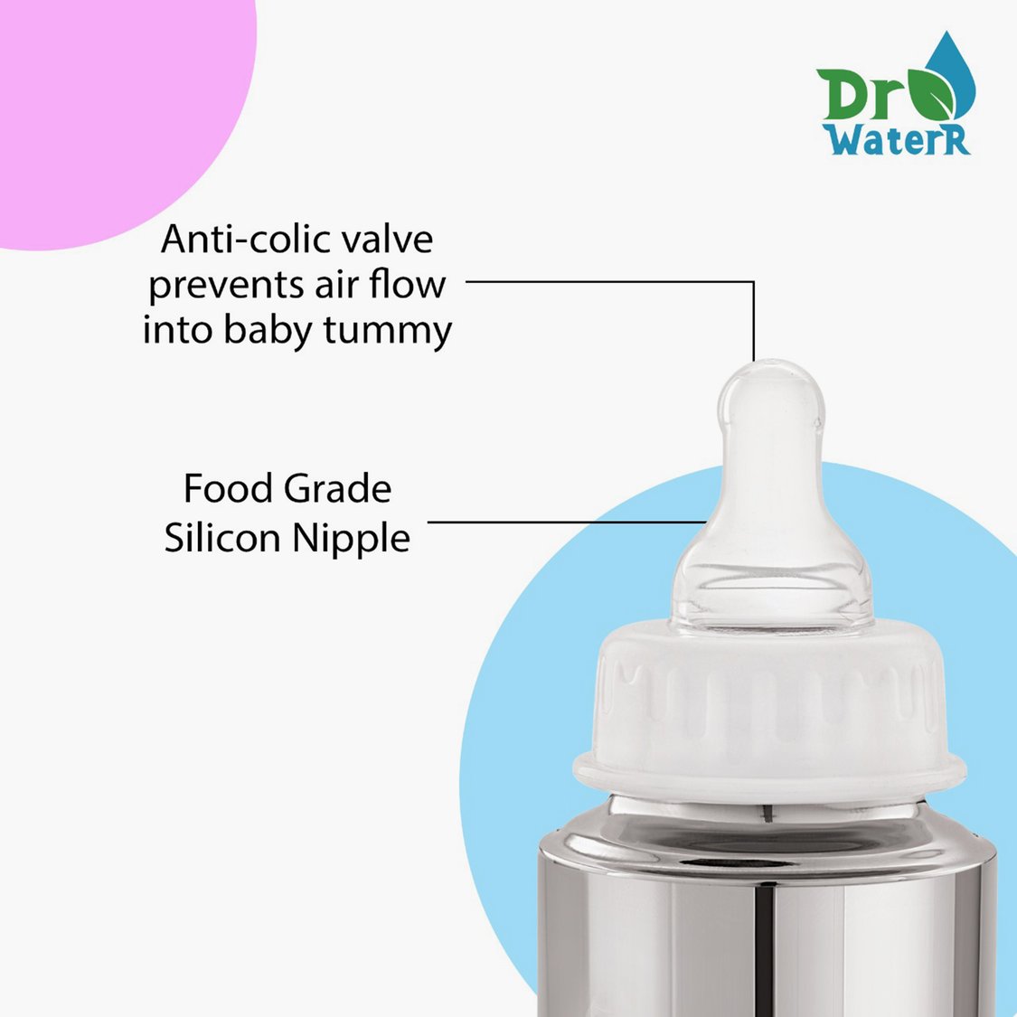 Dr.WaterR Stainless Steel Baby Feeding Bottle - 150 ml