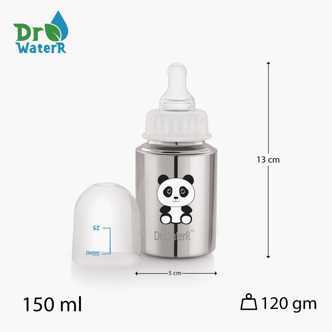 Dr.WaterR Stainless Steel Baby Feeding Bottle - 150 ml