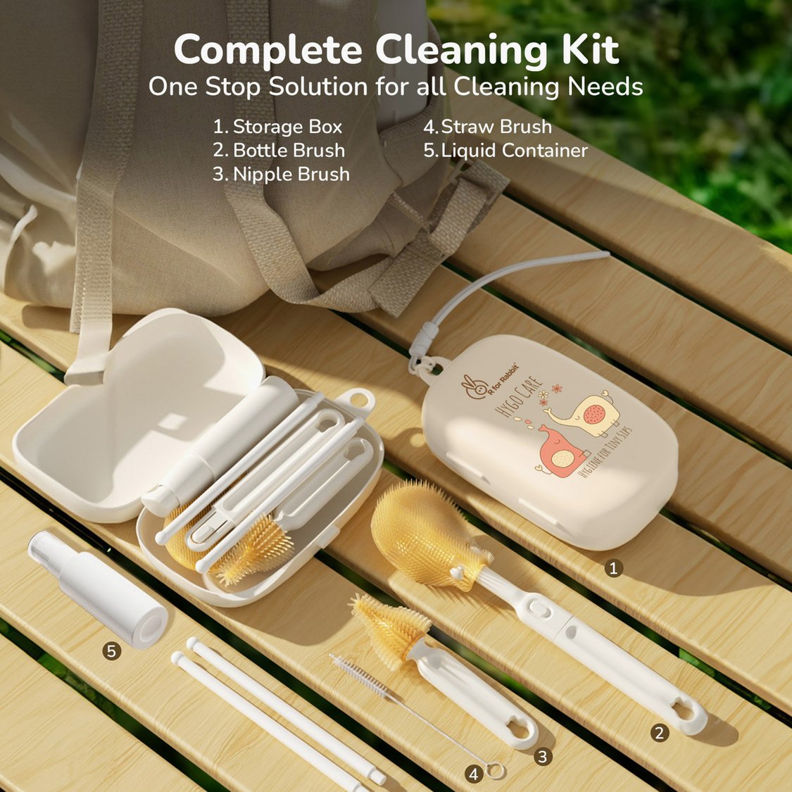 R For Rabbit Hygo Care Jumbo Baby Bottle Cleaner Brush Set with Storage Box