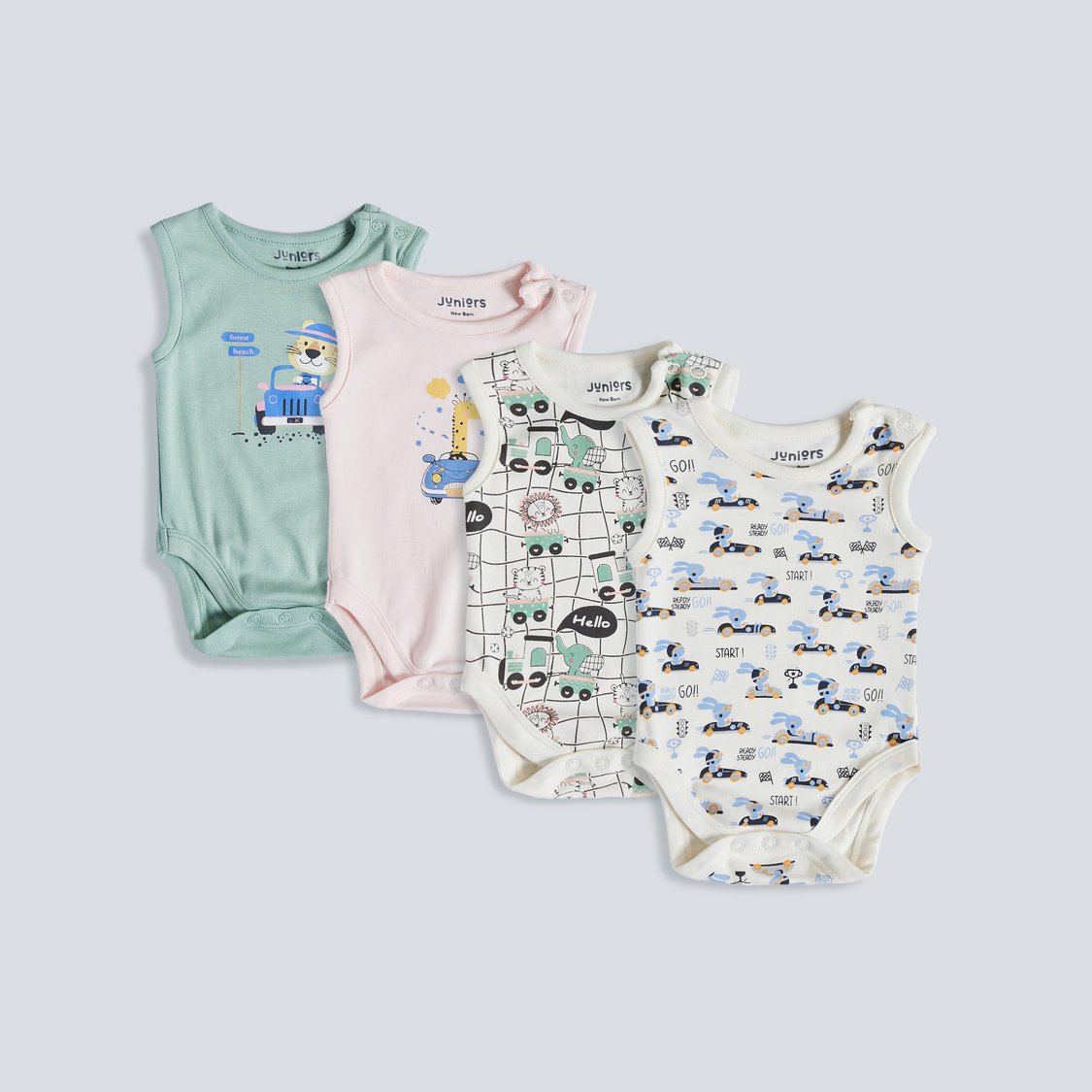 Juniors Printed Sleeveless Bodysuit - Set of 5