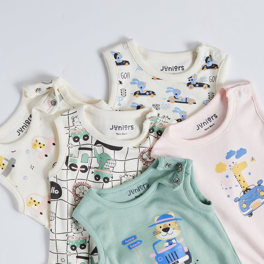 Juniors Printed Sleeveless Bodysuit - Set of 5