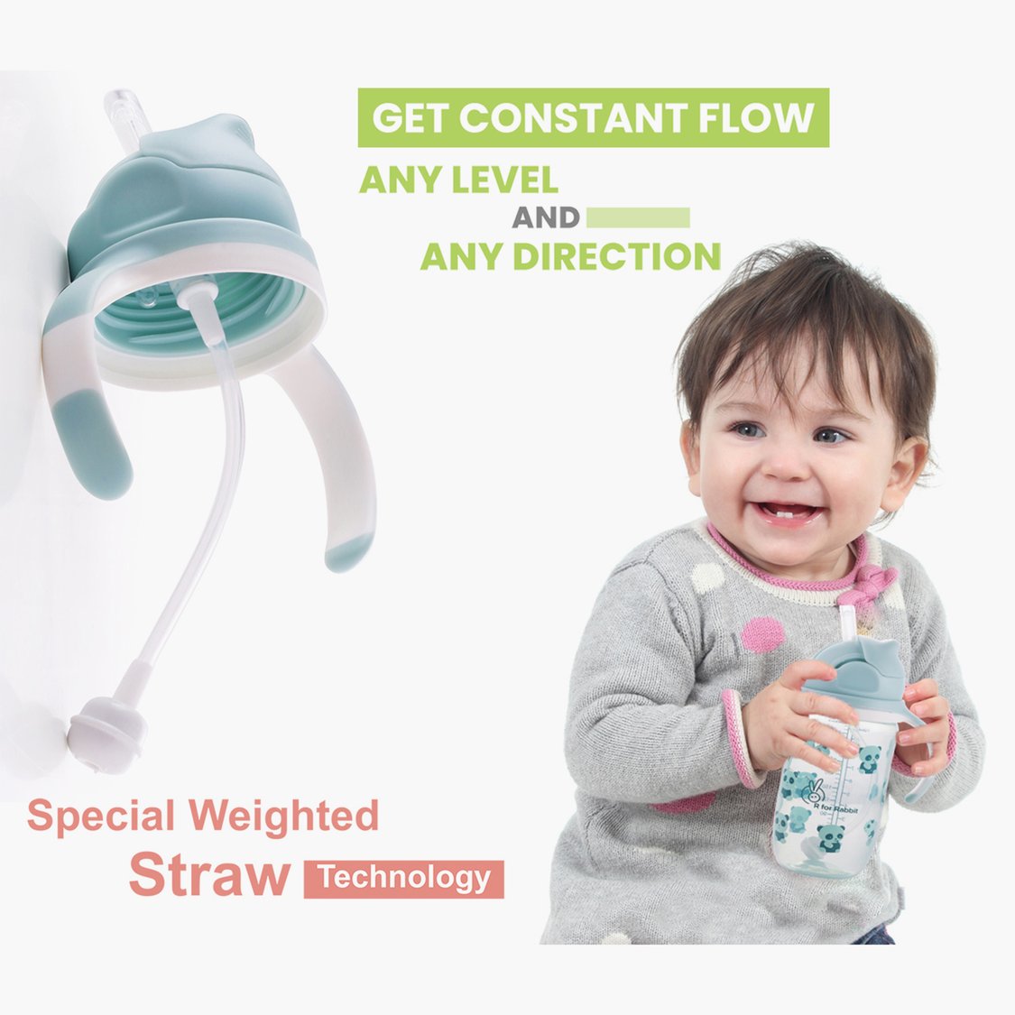 R for Rabbit Bubble Sipper Bottle - 300 ml