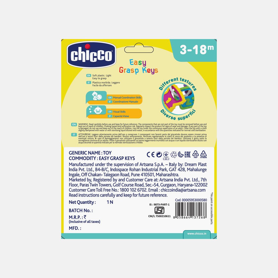 Chicco Rattle Easy Grasp Keys