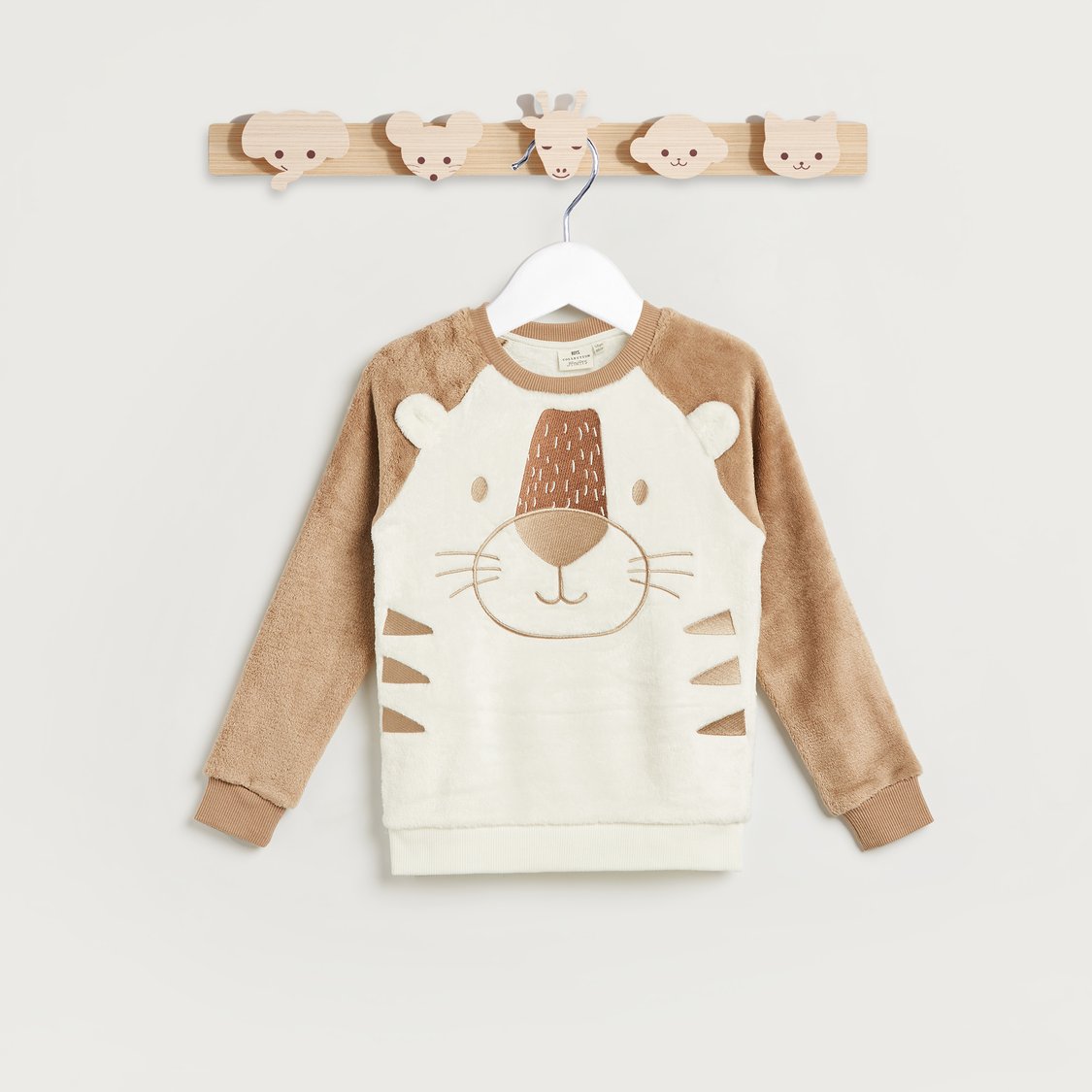 Juniors Roar Lion Embroidered Fleece Sweatshirt and Pyjama Set