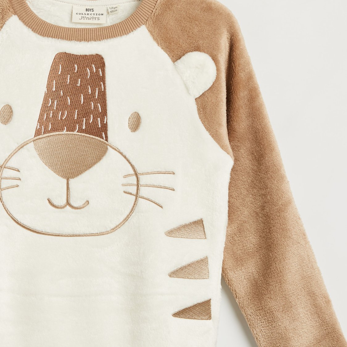 Juniors Roar Lion Embroidered Fleece Sweatshirt and Pyjama Set
