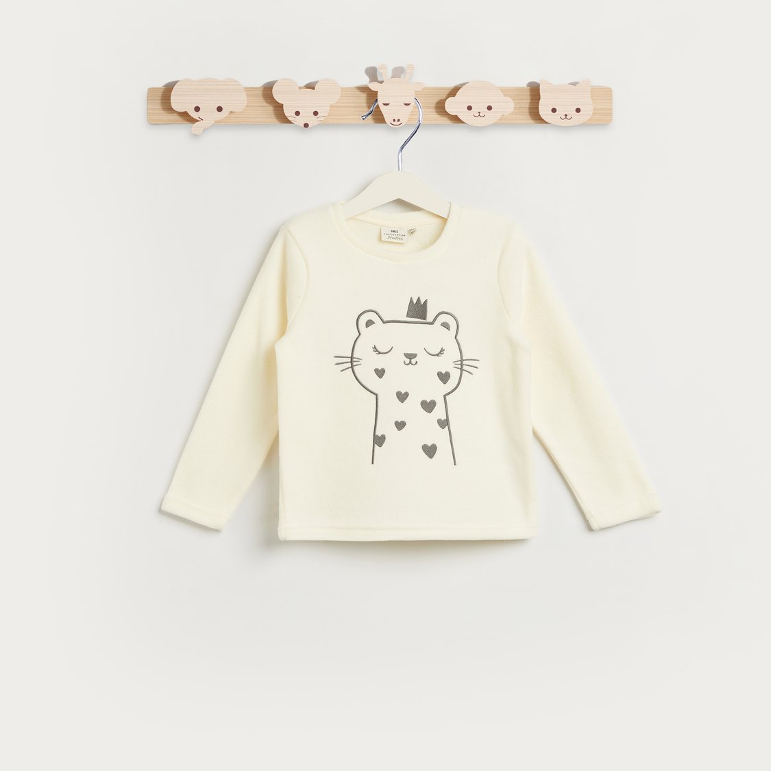 Juniors Cat Embroidered T-shirt and Pyjama Set