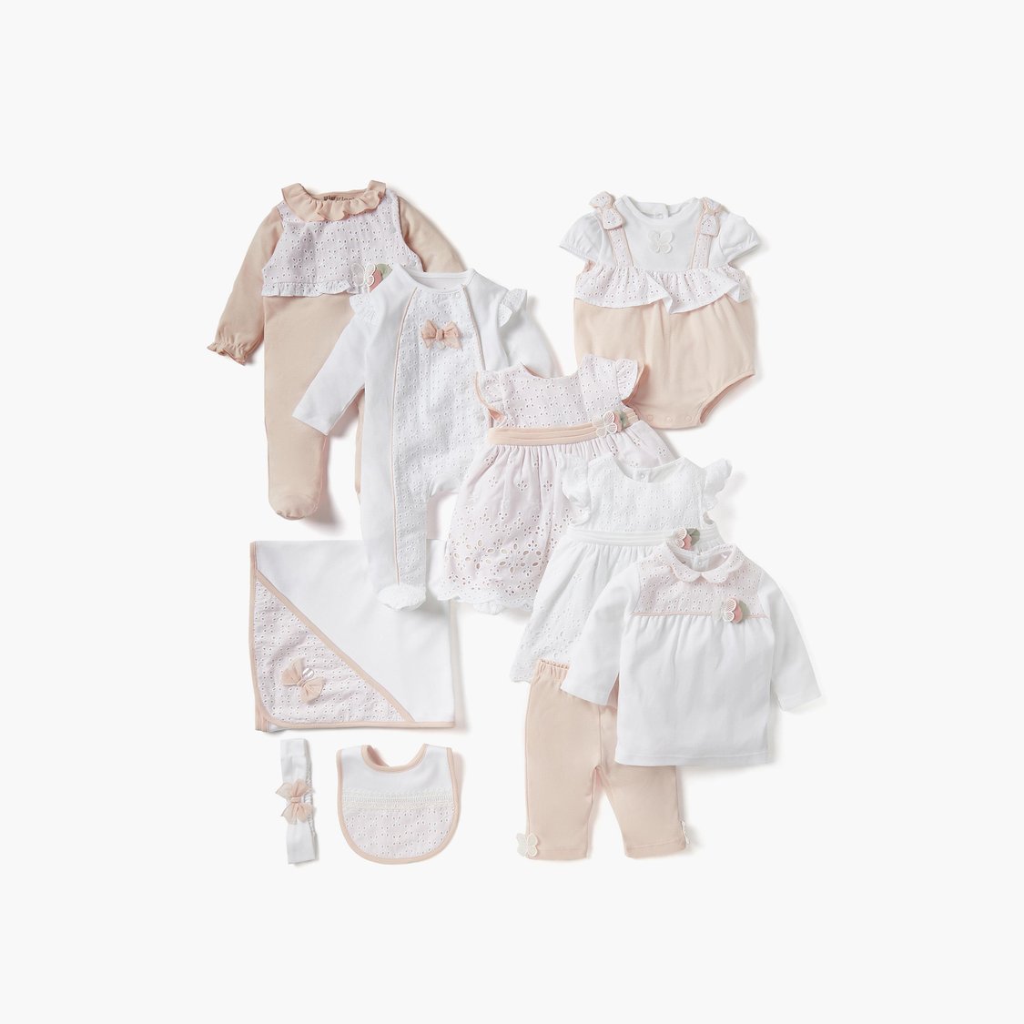 Giggles Schiffli Embroidered A-line Dress with Ruffle Sleeves