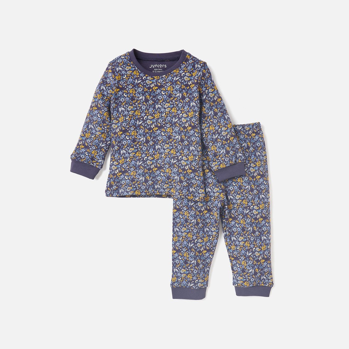 Juniors Floral Print Long Sleeve T-shirts and Pyjamas - Set of 2