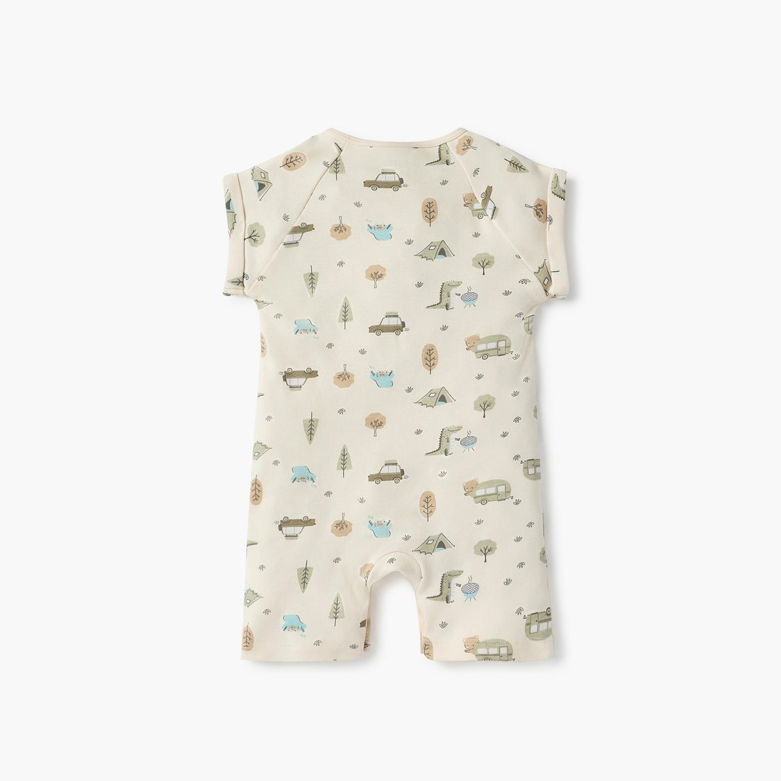 Juniors All-Over Print Romper with Short Sleeves