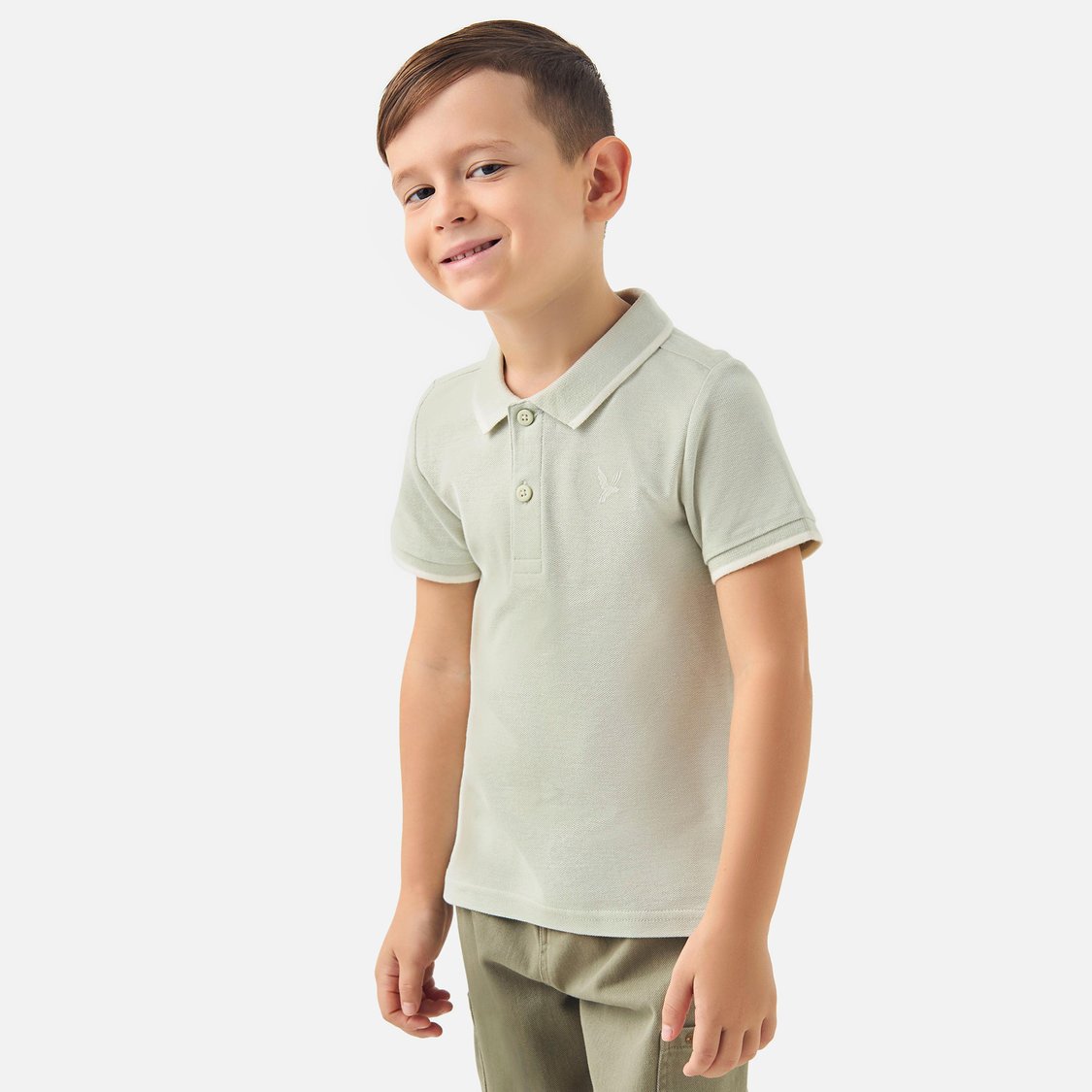 Juniors Solid Polo T-shirt with Short Sleeves