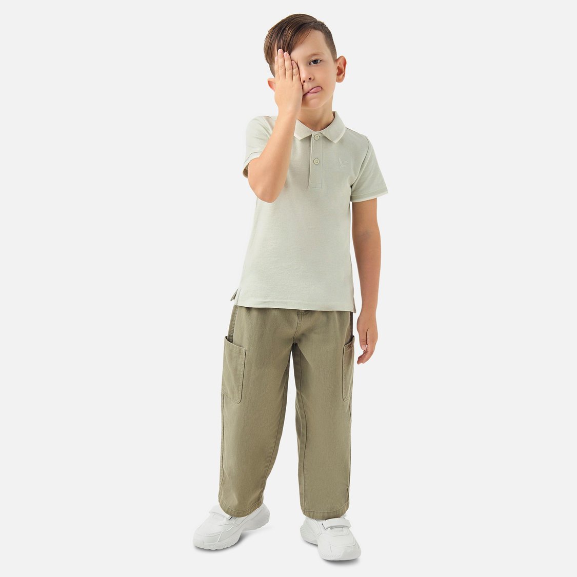 Juniors Solid Polo T-shirt with Short Sleeves