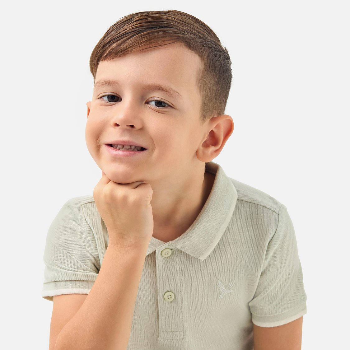 Juniors Solid Polo T-shirt with Short Sleeves