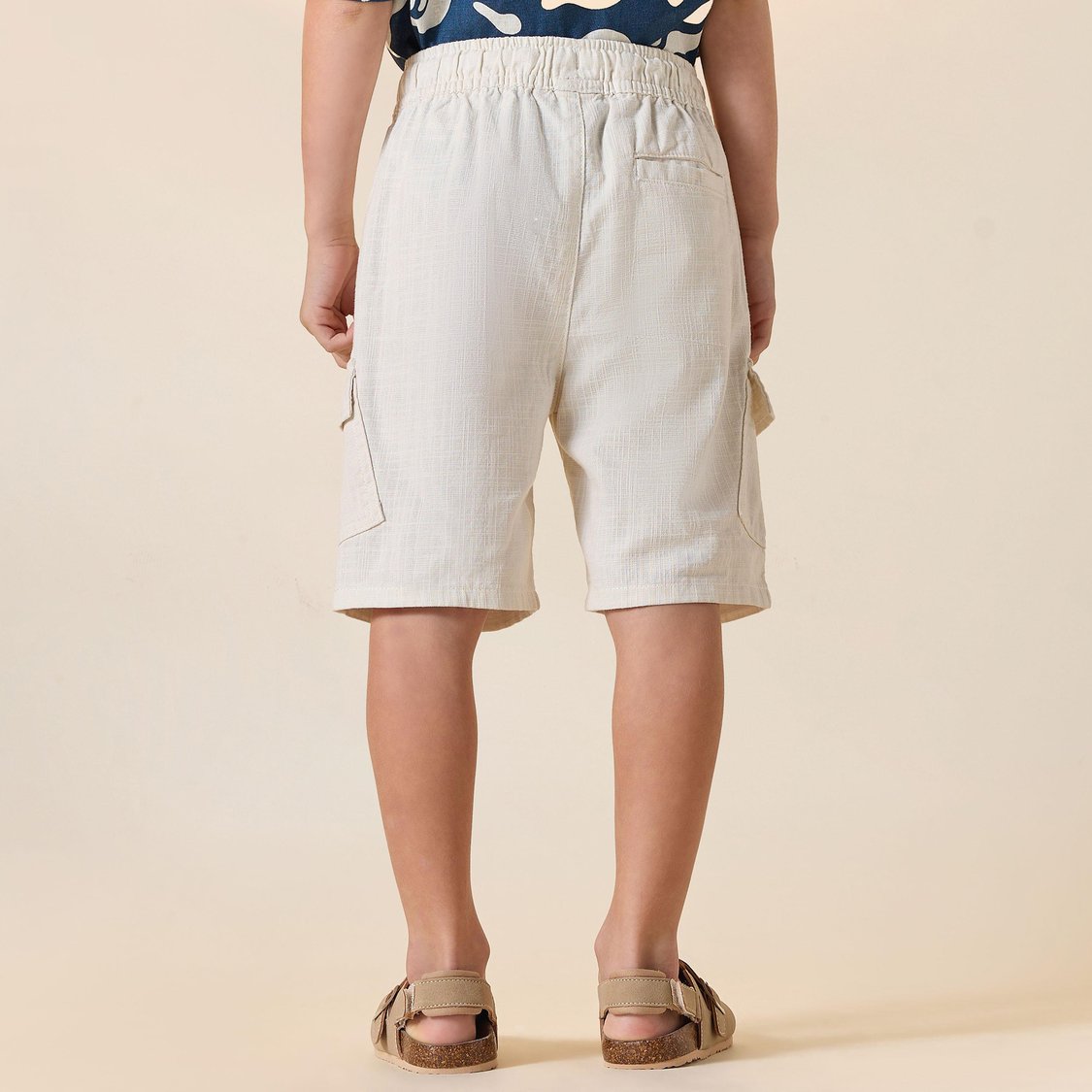 Juniors Solid Cargo Shorts with Pockets and Drawstring Closure