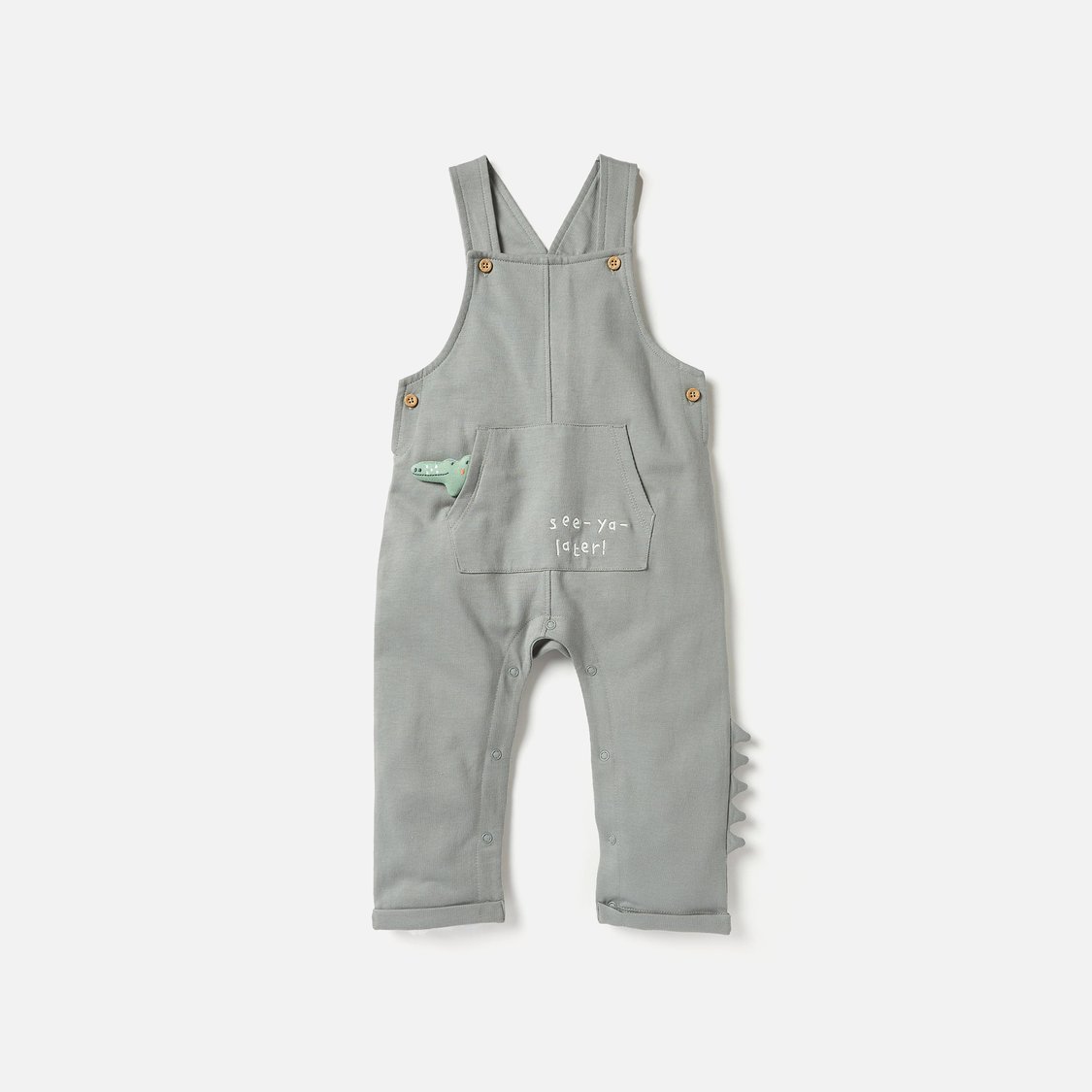 Juniors Crocodile Applique Dungaree and Striped T-shirt