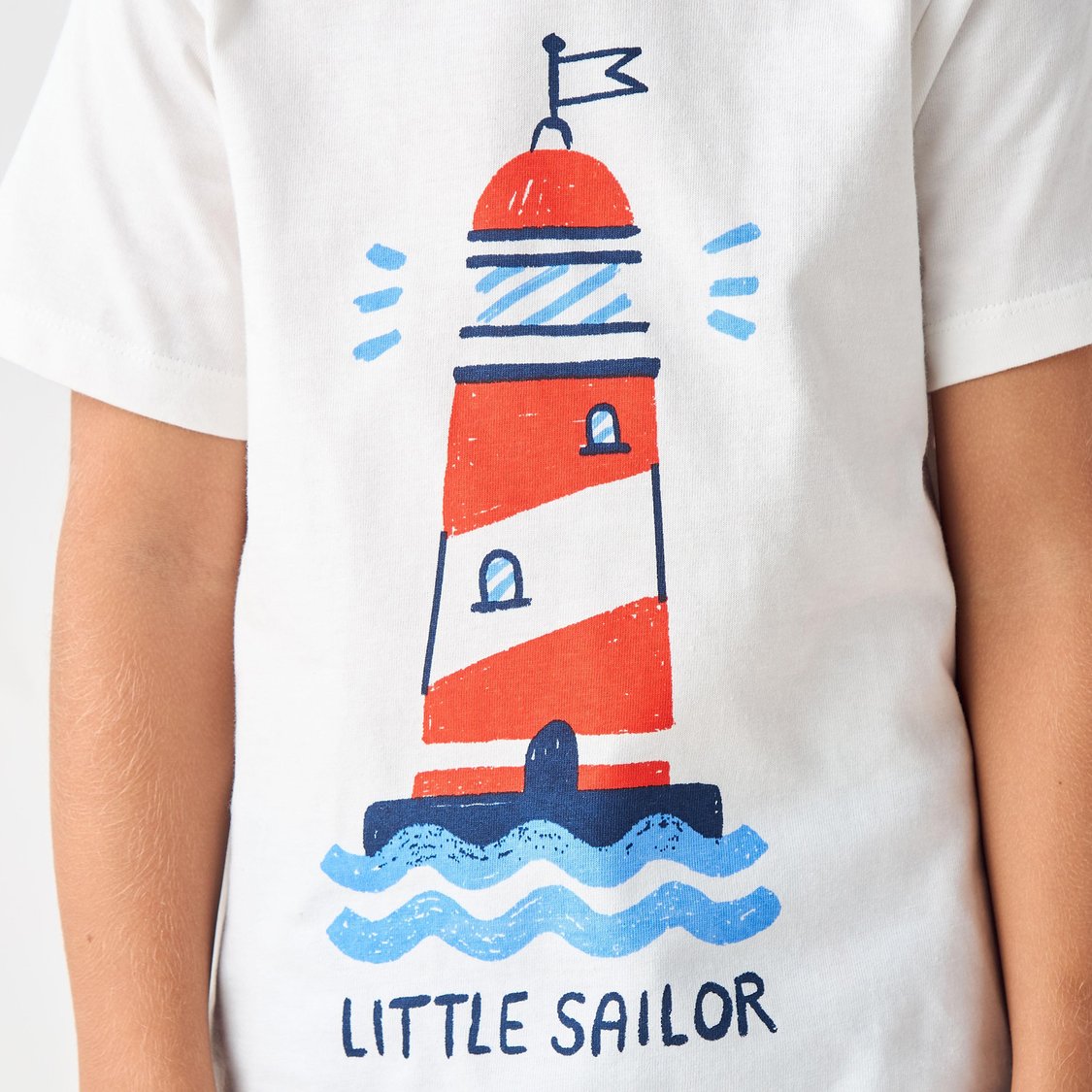 Juniors Light House Print T-shirt with Short Sleeves