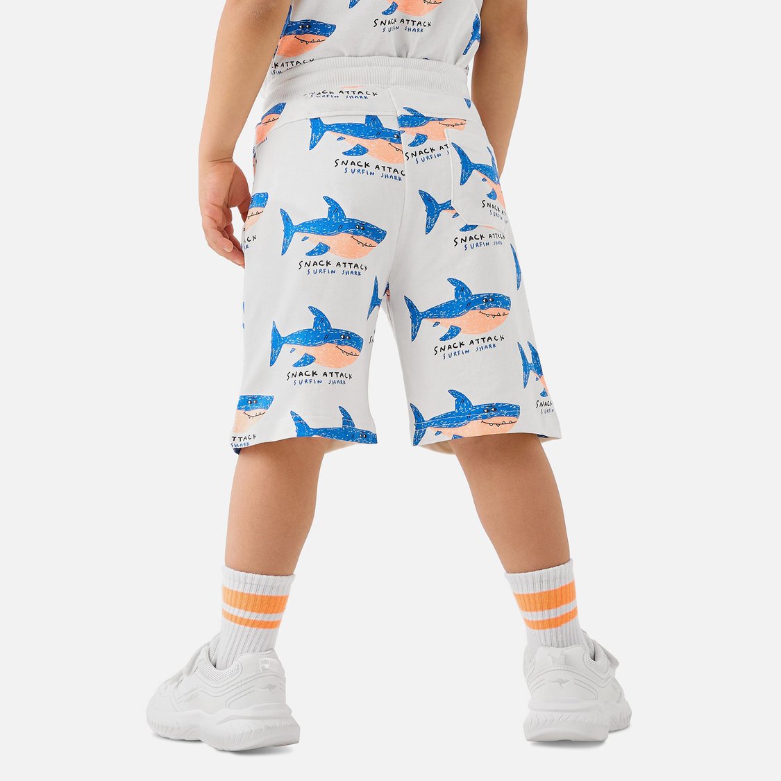 Juniors Shark Print Shorts with Drawstring Closure and Pockets