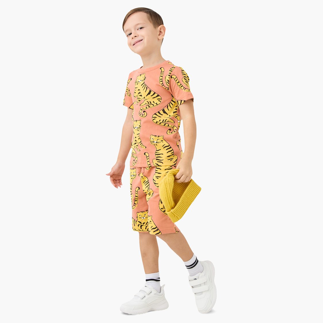 Juniors All-Over Tiger Print T-shirt and Shorts Set