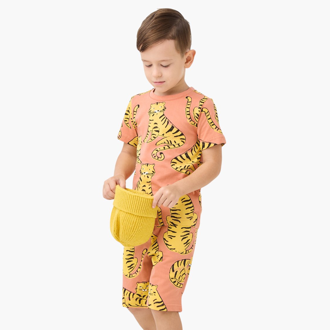 Juniors All-Over Tiger Print T-shirt and Shorts Set
