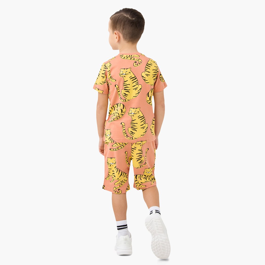 Juniors All-Over Tiger Print T-shirt and Shorts Set