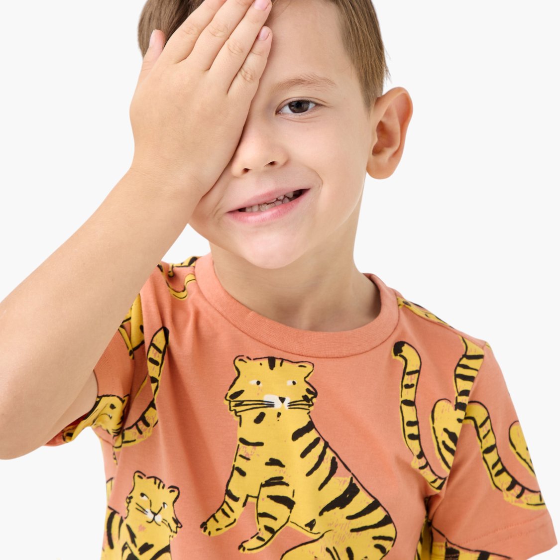 Juniors All-Over Tiger Print T-shirt and Shorts Set