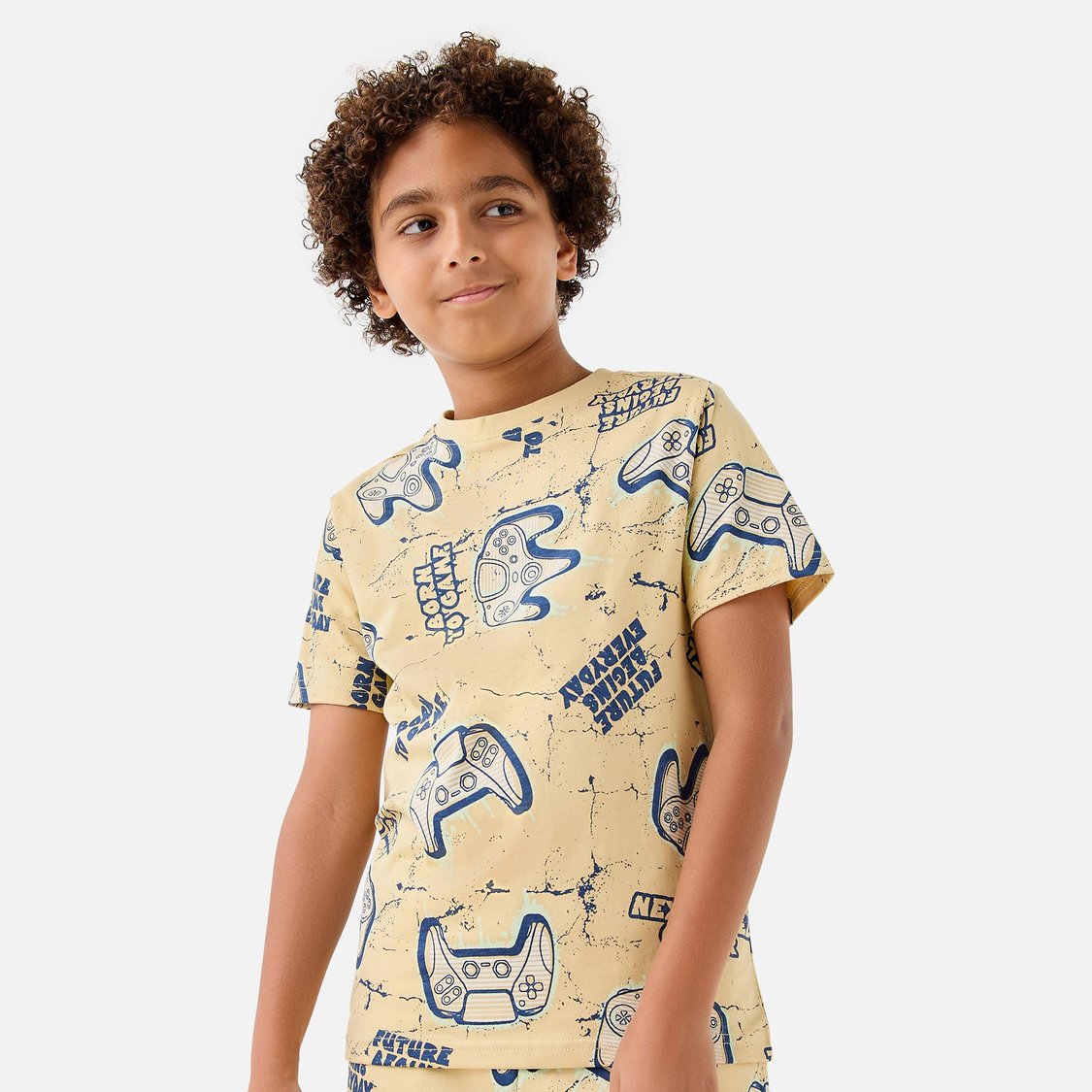 Juniors Gamer Print 3-Piece T-shirts and Shorts Set