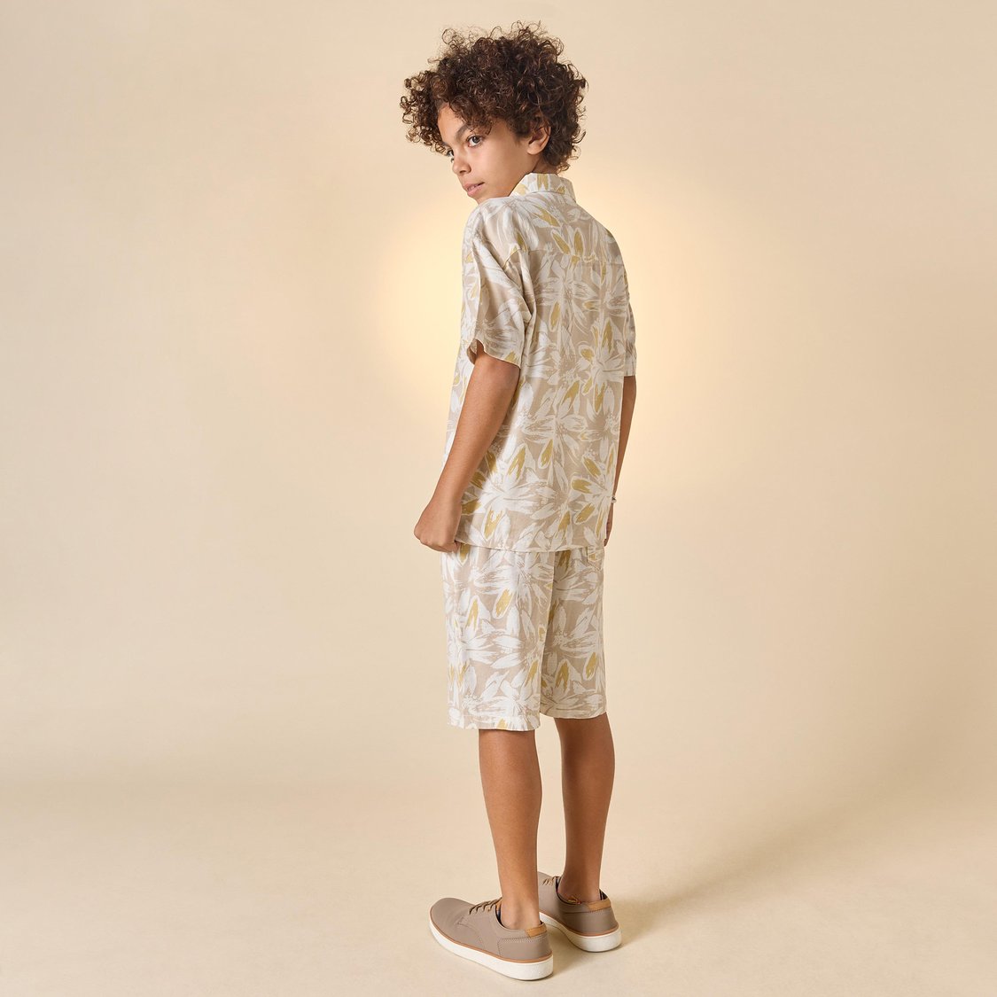 Juniors All-Over Print Shirt and Shorts Set