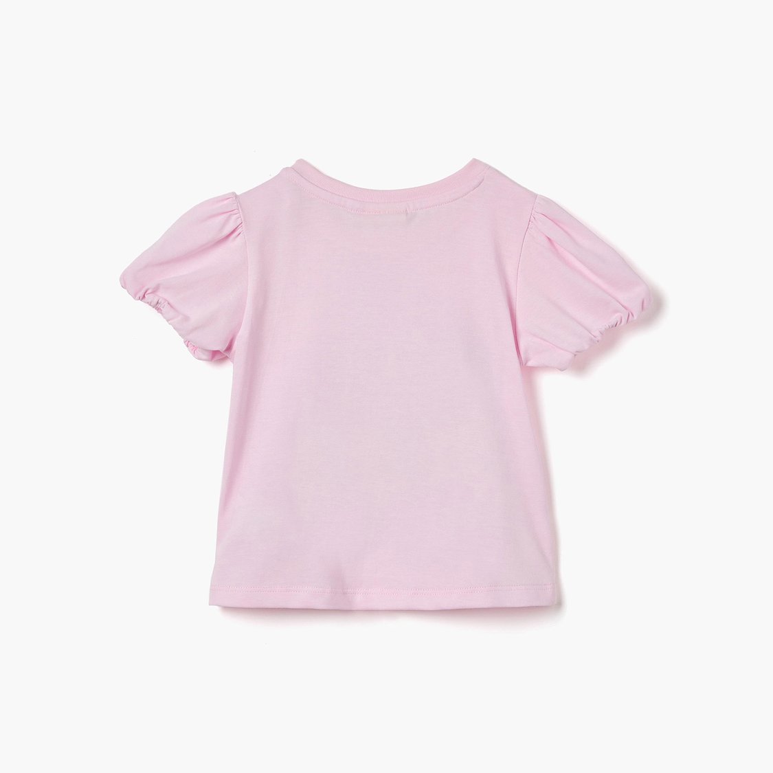 Juniors Butterfly Print T-shirt with Puff Sleeves
