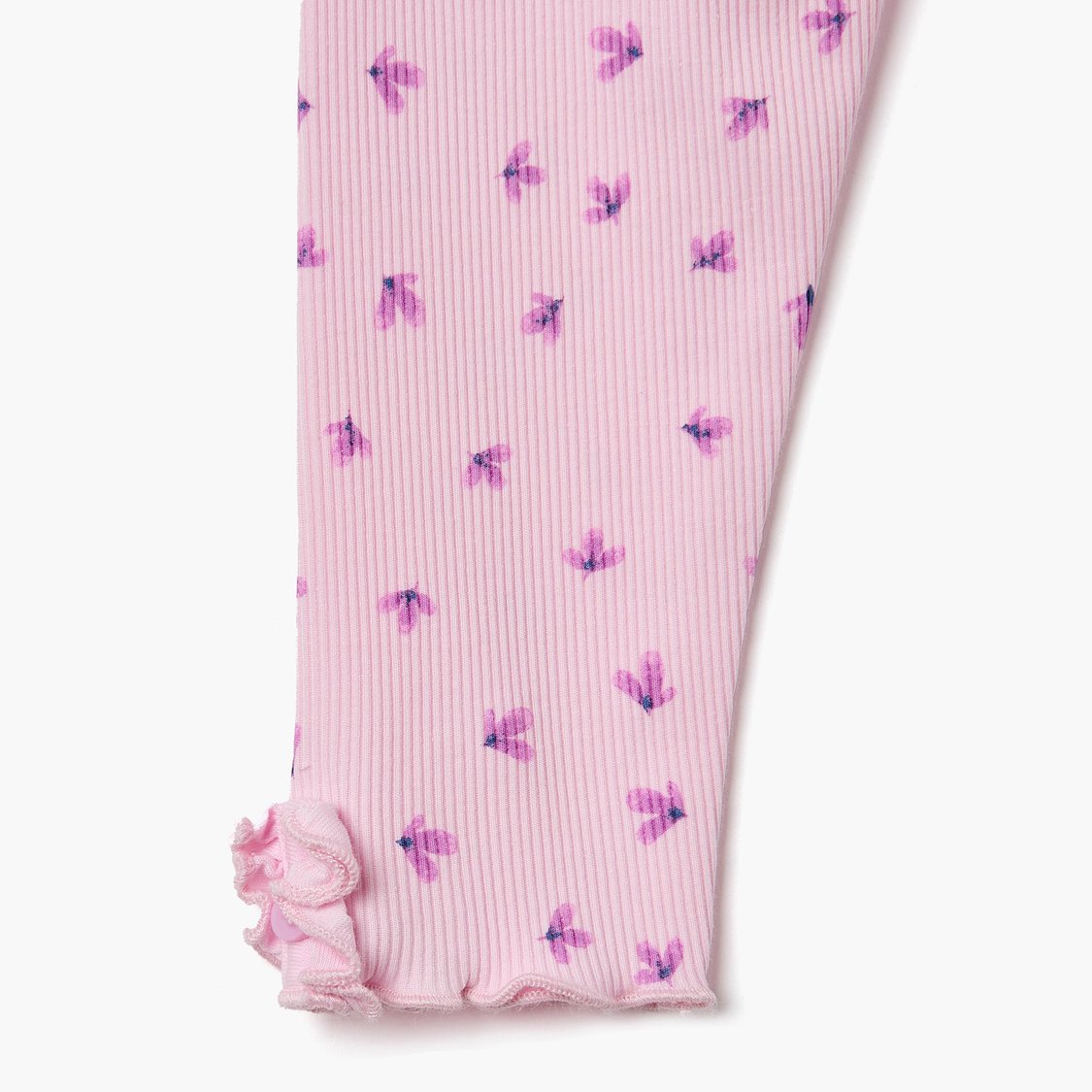 Juniors Flower Print Ribbed Leggings