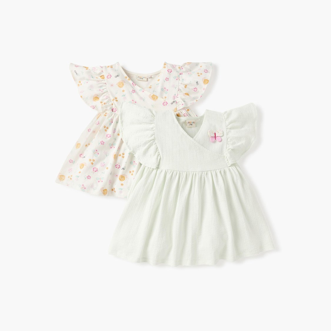 Juniors Assorted A-line Dress with V-neck and Short Sleeves - Set of 2