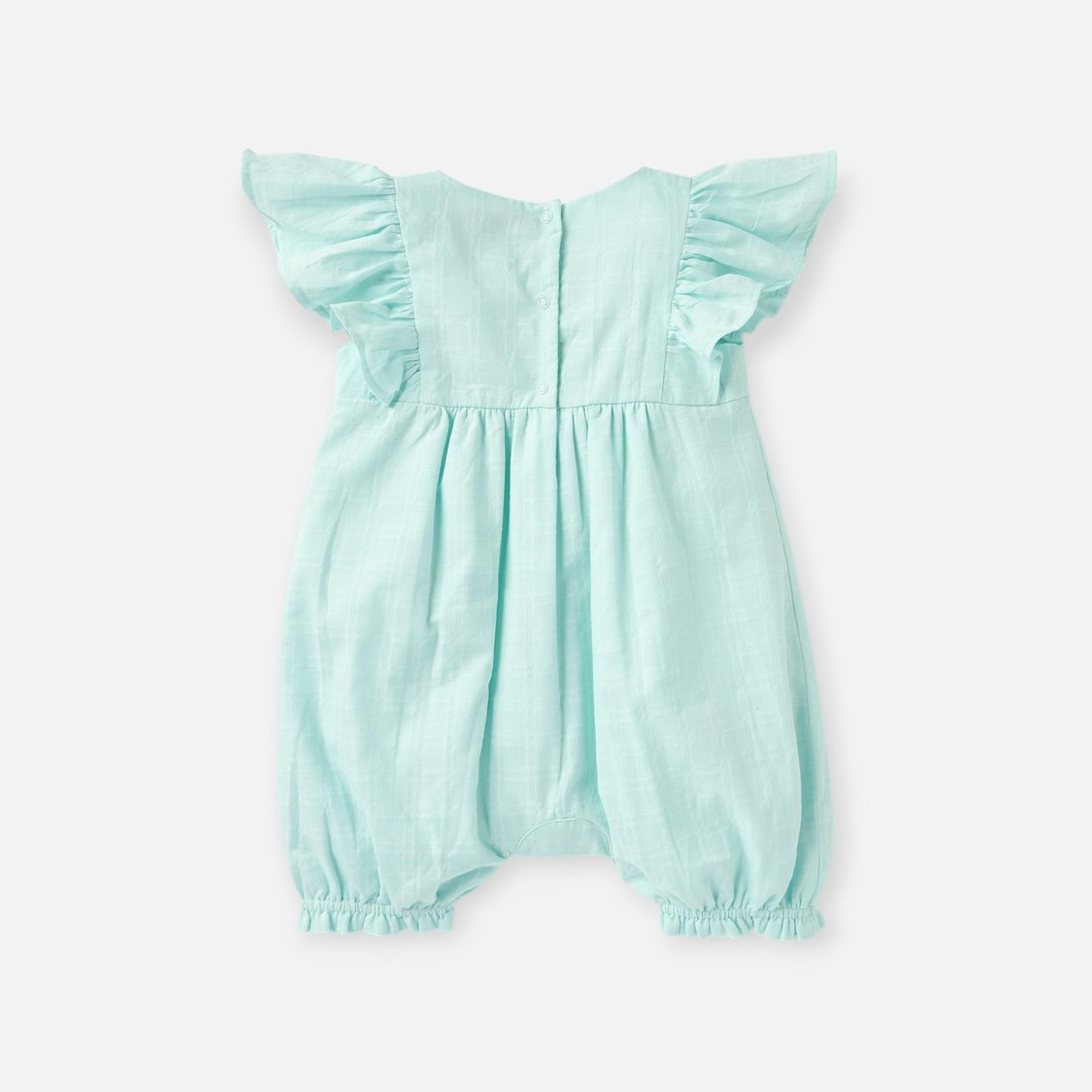 Juniors Floral Embroidered Romper with Ruffle Sleeves