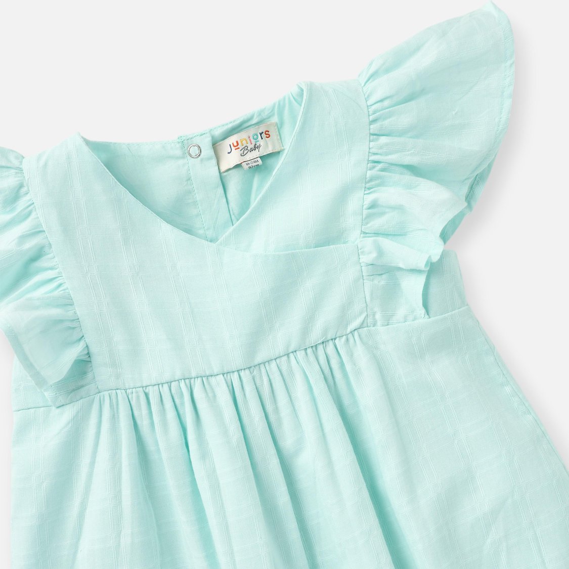 Juniors Floral Embroidered Romper with Ruffle Sleeves