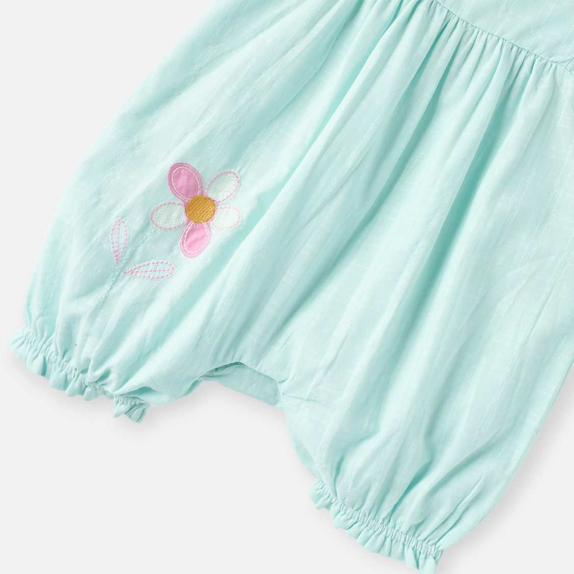 Juniors Floral Embroidered Romper with Ruffle Sleeves