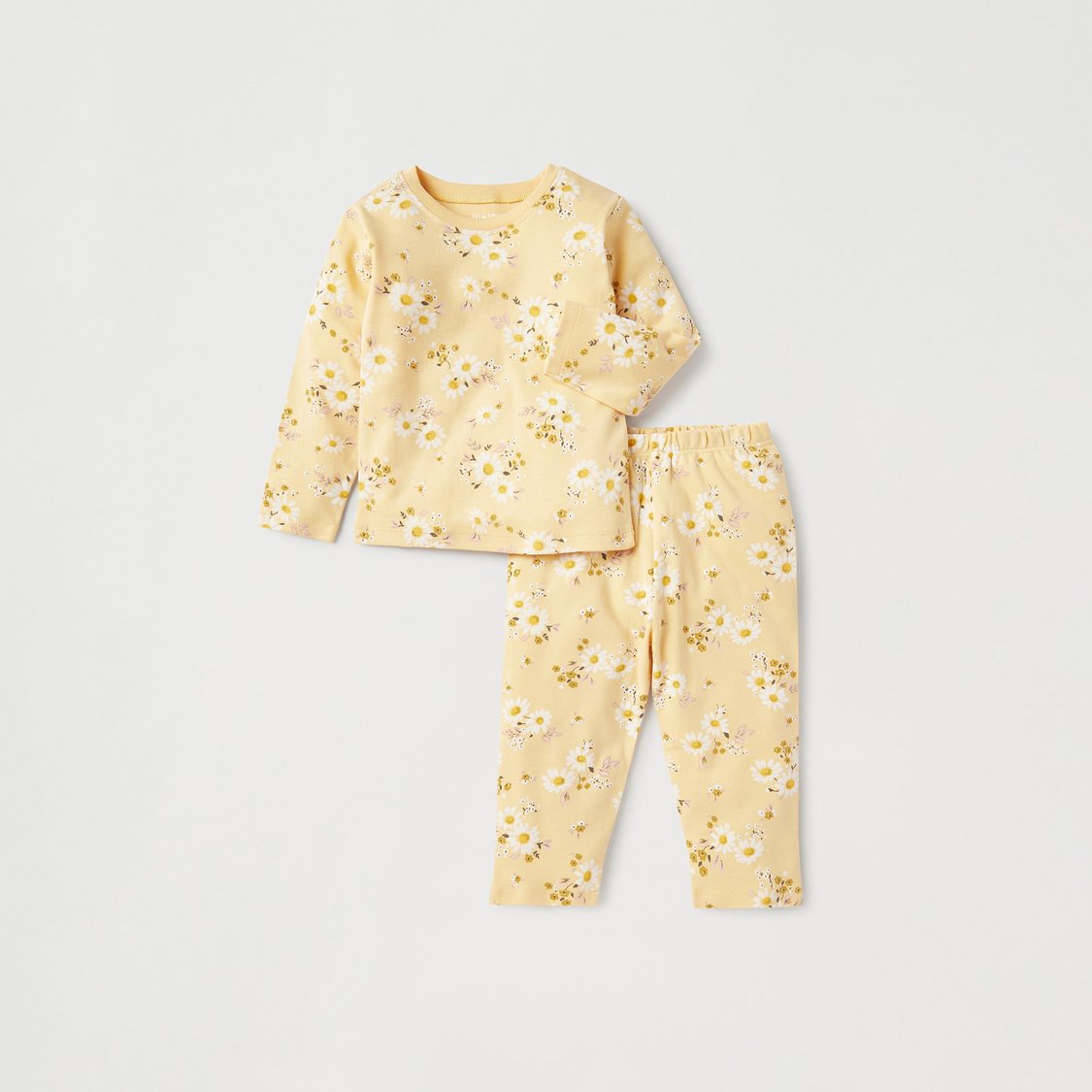 Juniors All-Over Floral Print Long Sleeves T-shirt and Pyjama Set