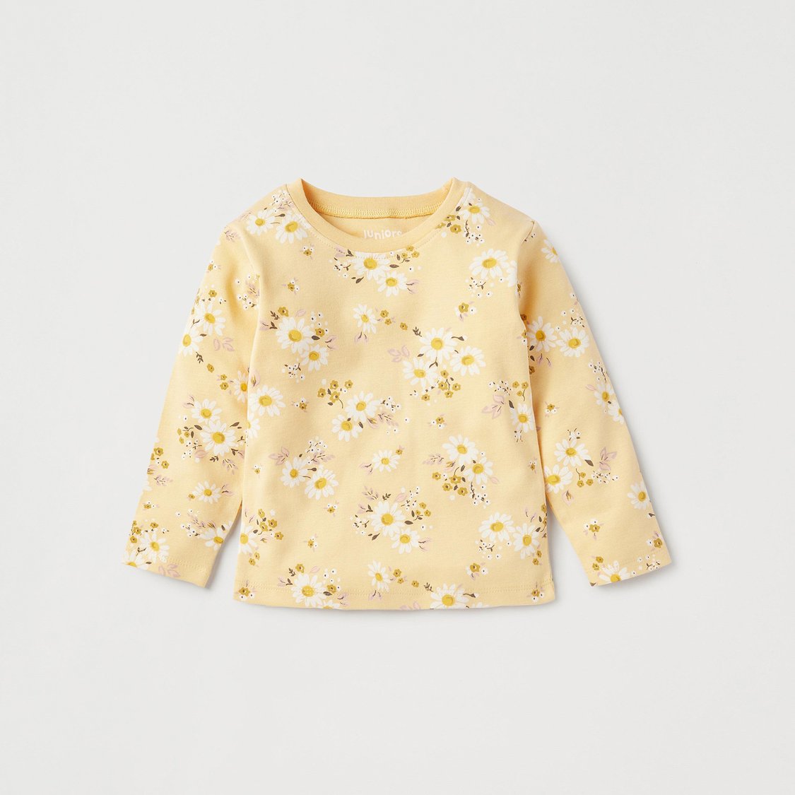 Juniors All-Over Floral Print Long Sleeves T-shirt and Pyjama Set