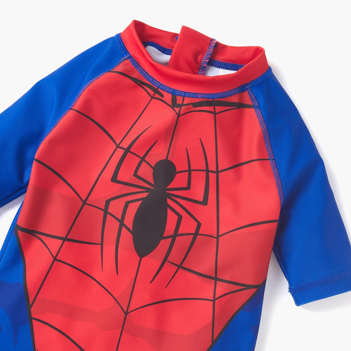 Juniors Spider-Man Print Swimsuit with Round Neck and Short Sleeves