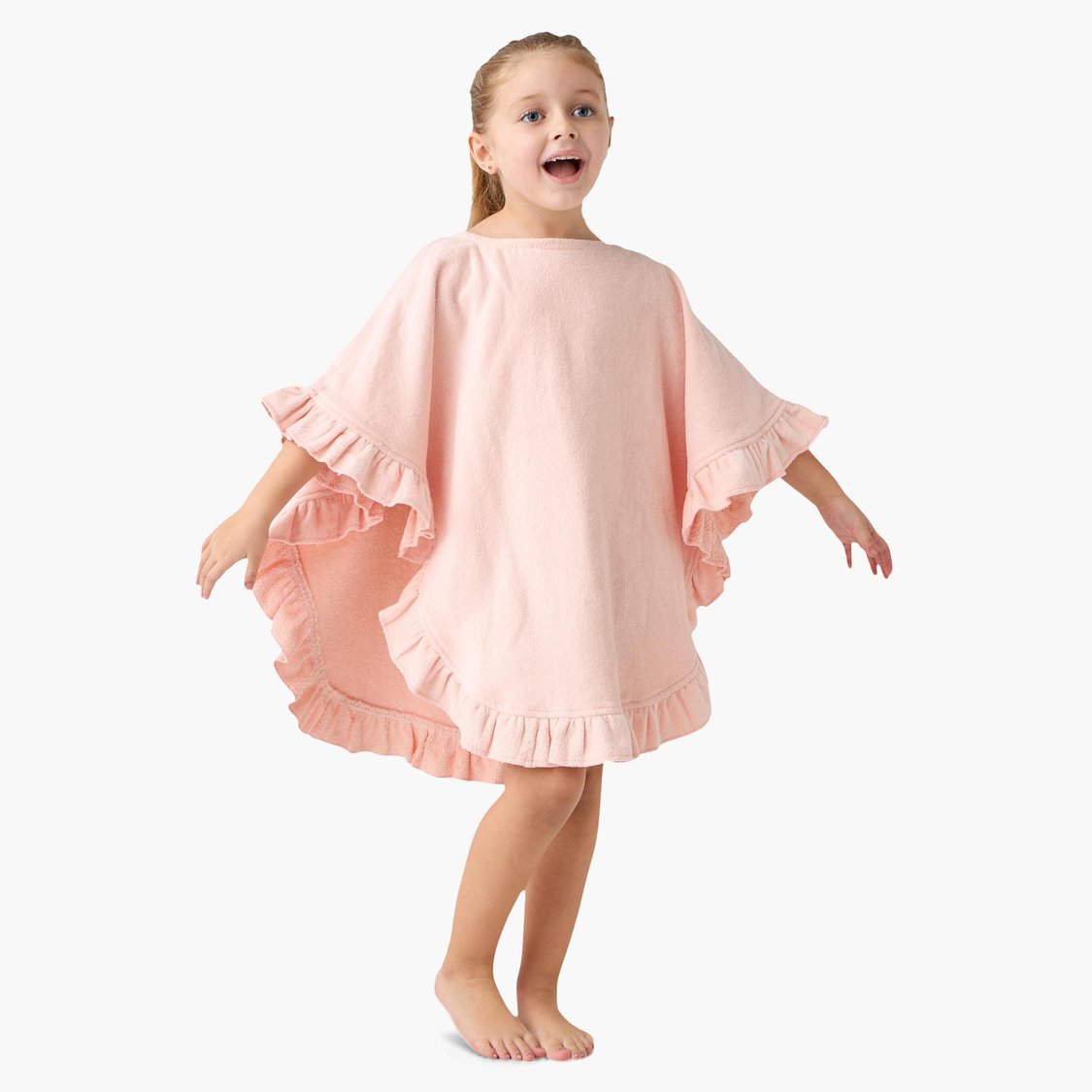 Juniors Solid Terry Poncho Bathrobe with Bow Applique