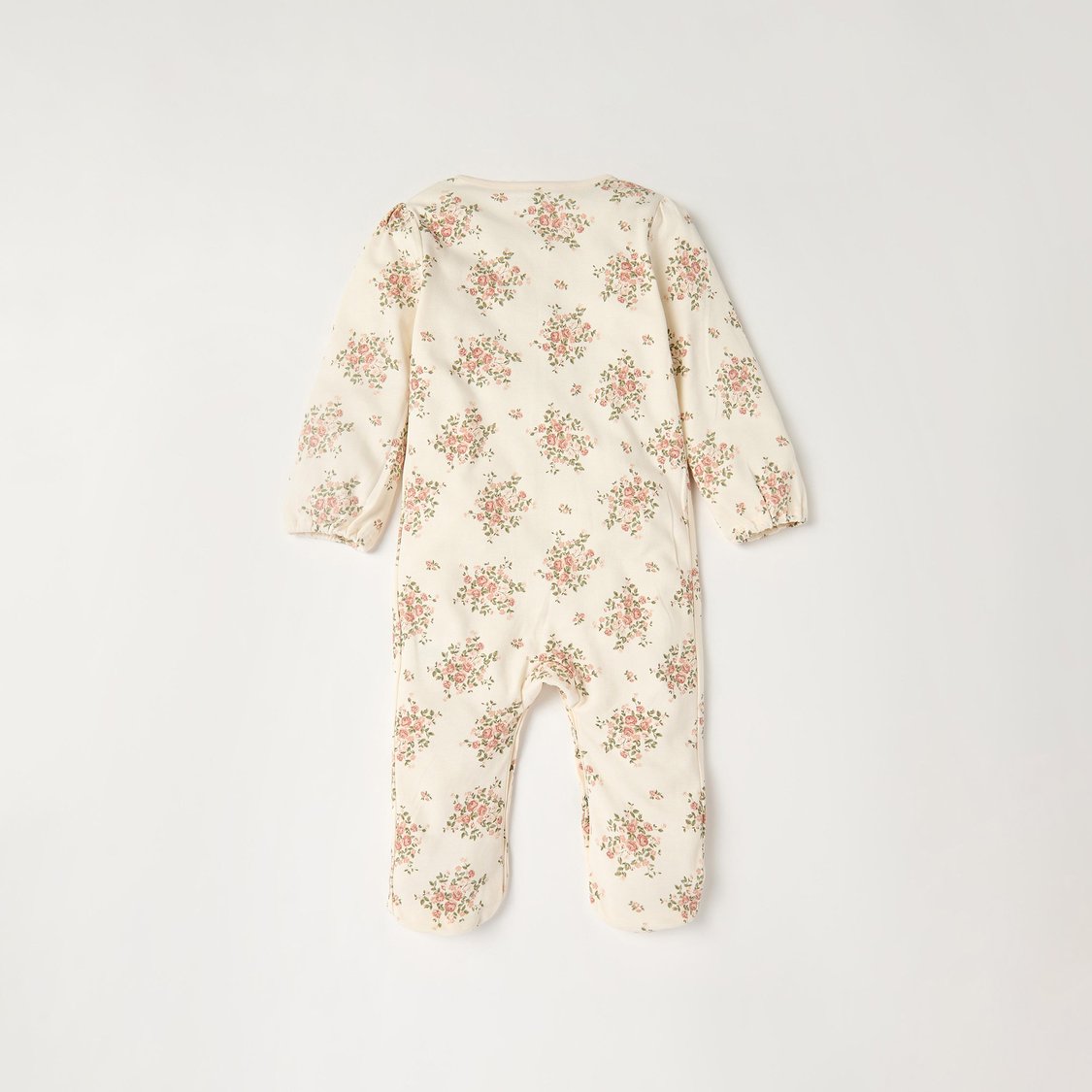 Juniors Floral Print Closed Feet Sleepsuit with Button Closure