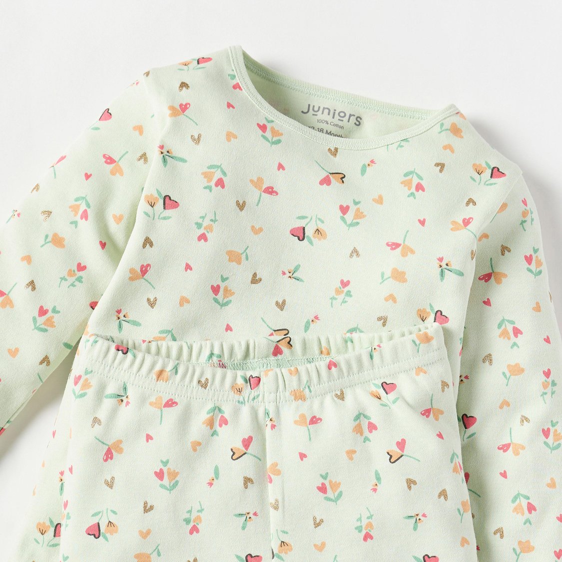 Juniors All-Over Floral Print T-shirt and Pyjama Set