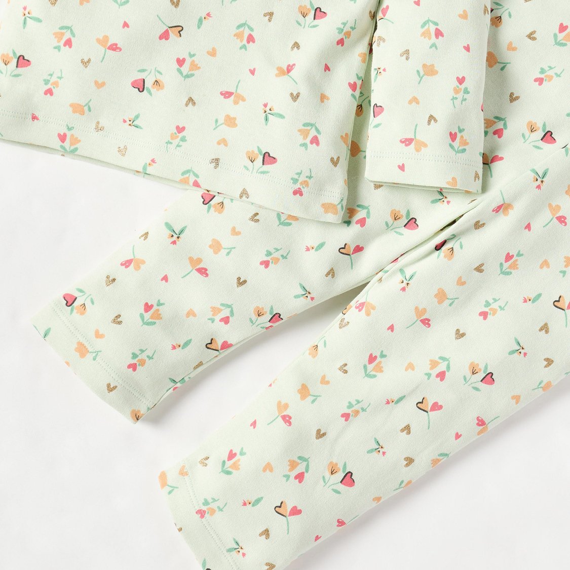 Juniors All-Over Floral Print T-shirt and Pyjama Set