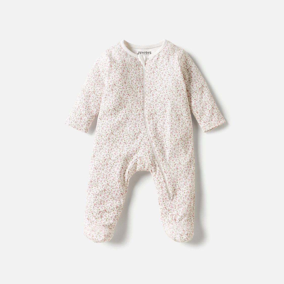 Juniors All-Over Floral Print Sleepsuit with Zip Closure