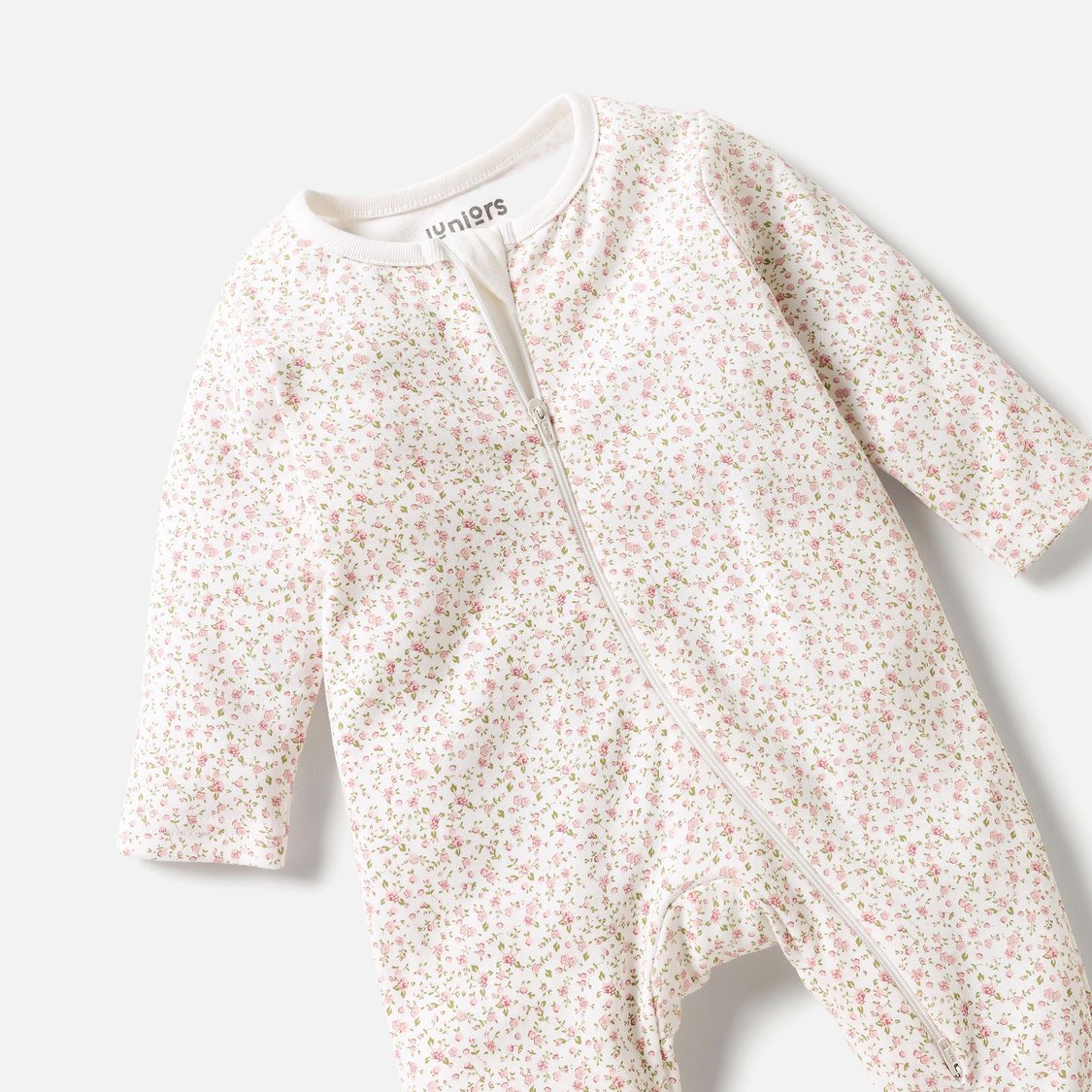 Juniors All-Over Floral Print Sleepsuit with Zip Closure